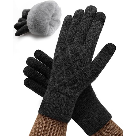 Winter Gloves for Women Men – Warm Touchscreen Knit, Thermal Wool Lining Cold We - Picture 1 of 7